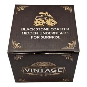 Vintage Black Stone Coaster Set For Whiskey Lovers